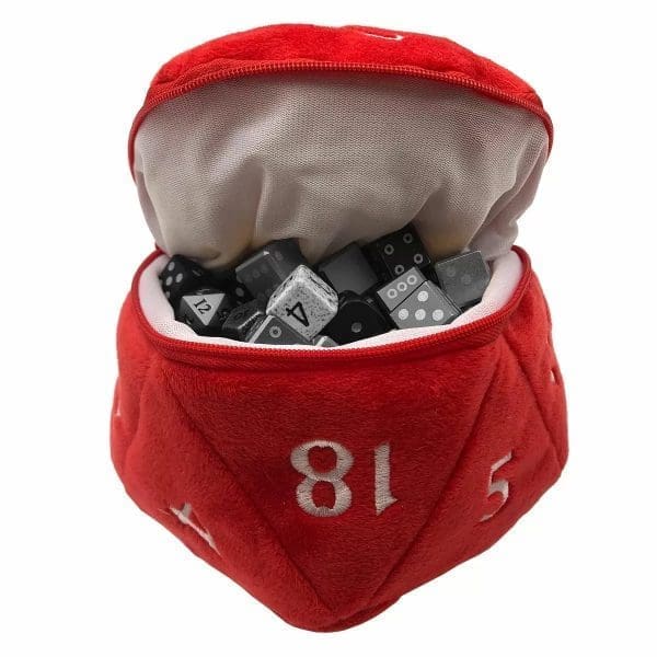 D20 Plush Dice Bag Red