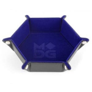 MDG-Fold-Up-Velvet-Dice-Tray-Hexagon-Blue