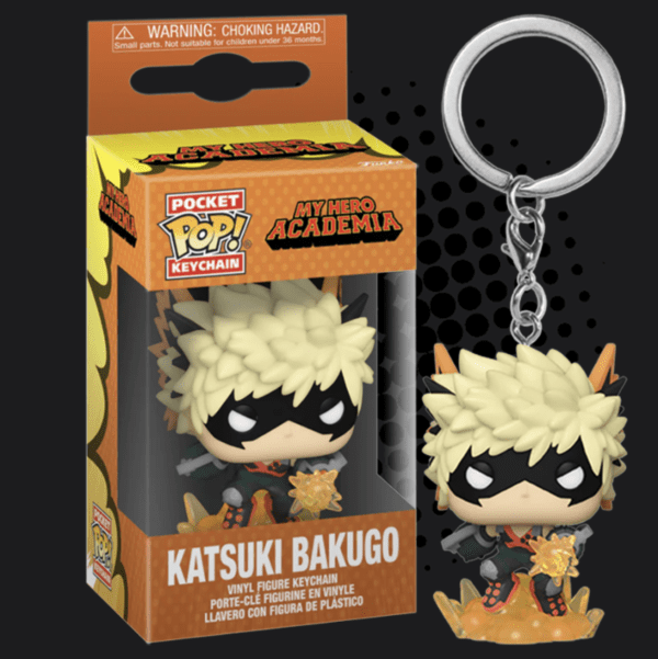 My Hero Academia Katsuki Bakugo with Explosion Pocket Pop! Keychain, capturing the explosive hero in action."