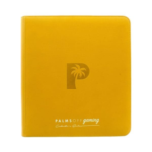 Collector's Series 12 Pocket Zip Trading Card Binder in bright yellow, offering optimal organization and protection for your trading cards.