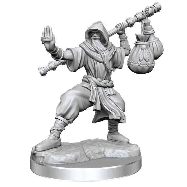 Human Monk Male Miniature in martial arts pose, D&D Frameworks