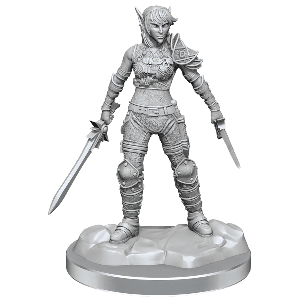 Detailed Elf Rogue & Half-Elf Rogue Protégé miniatures from Nolzur's Marvelous Miniatures