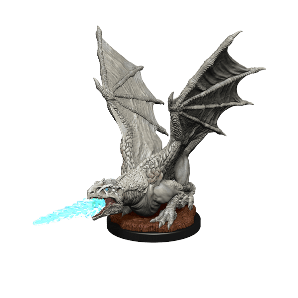 Nolzur's Marvelous Unpainted Miniature of a White Dragon Wyrmling posed for painting