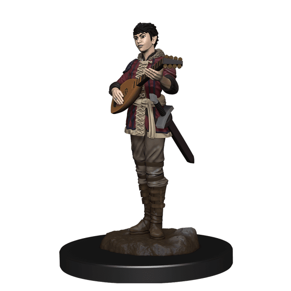 Premium Painted Half-Elf Bard Female Figure playing the lute