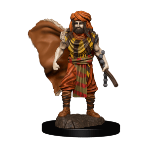 Premium Painted Human Druid Male Figure holding a staff in a natural setting