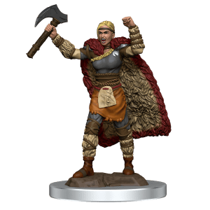Premium Painted Human Barbarian Female Figure wielding a battle-axe