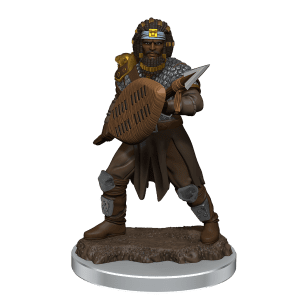 Premium Painted Human Fighter Male Figure in battle stance with longsword
