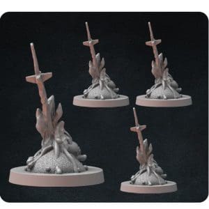 RPG Dark Souls Bonfire Miniatures set displayed on a gaming table