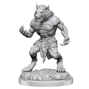 Unpainted miniatures of Critical Role Fey Werewolves ready for customization