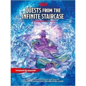 Cover art for D&D Quests from the Infinite Staircase featuring mystical staircase and various planes