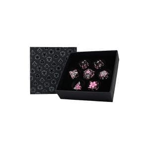 Sakura Black Pink Dice Set by LPG for tabletop RPGs